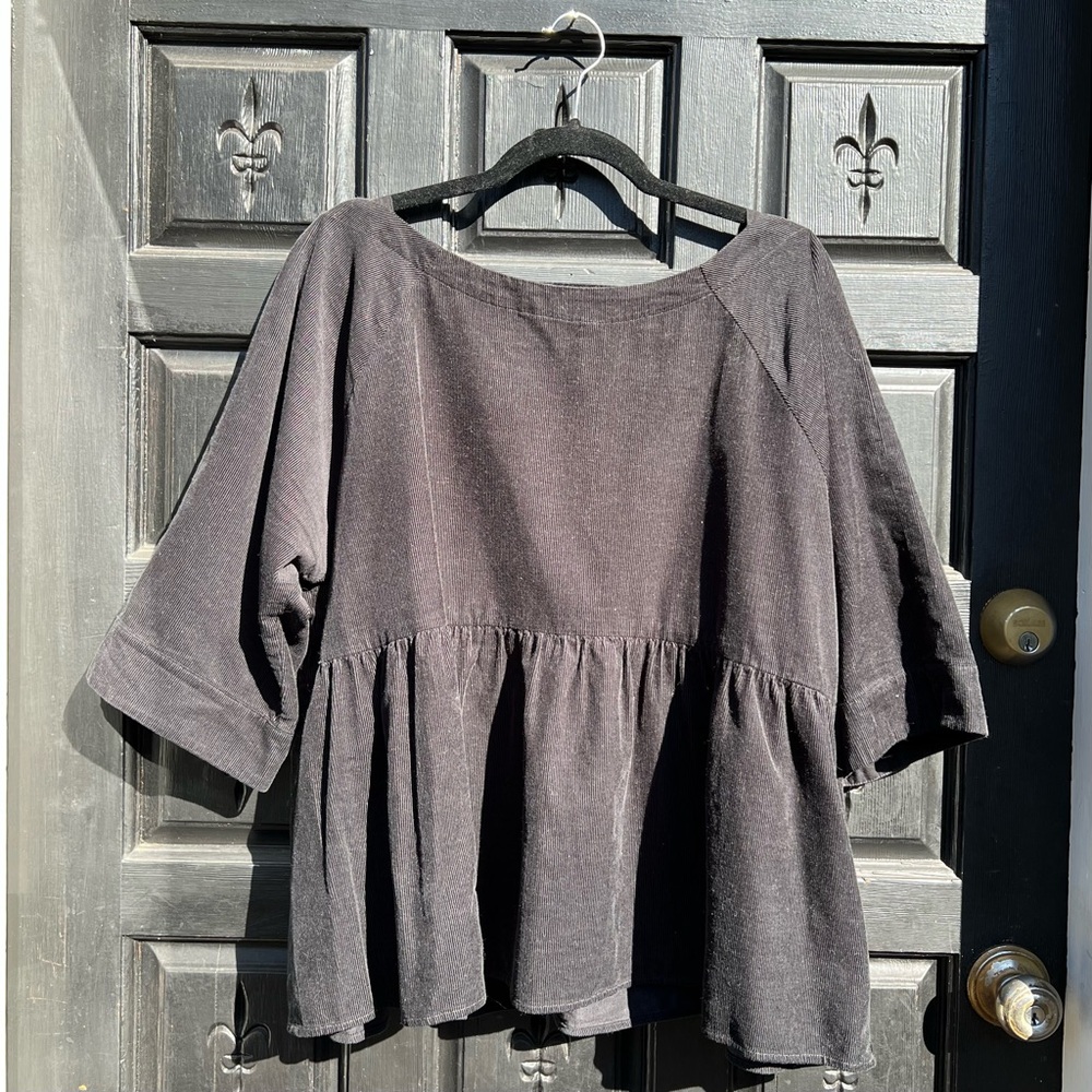 Anthropologie Black Peplum Tunic Blouse